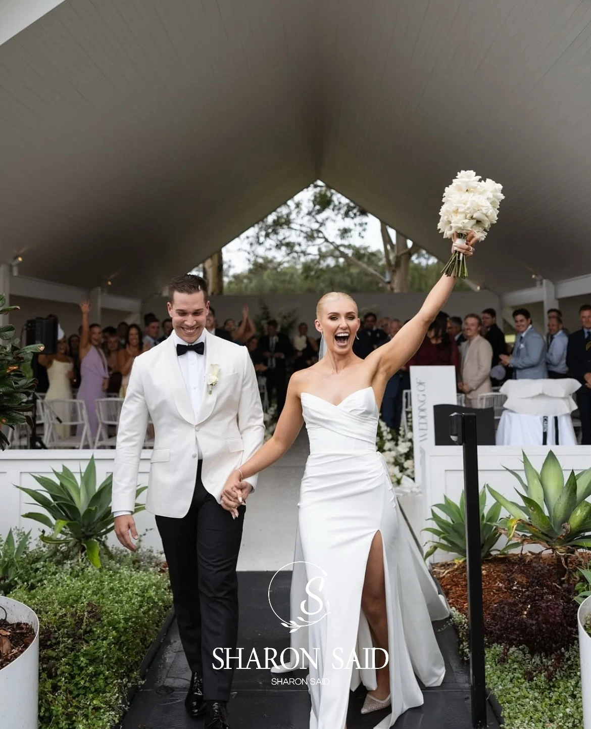Sharon Said High Quality Off White Satin Mermaid Wedding Dress 2026 Court Train Sweetheart Corset Bridal Gowns SW046 Customized