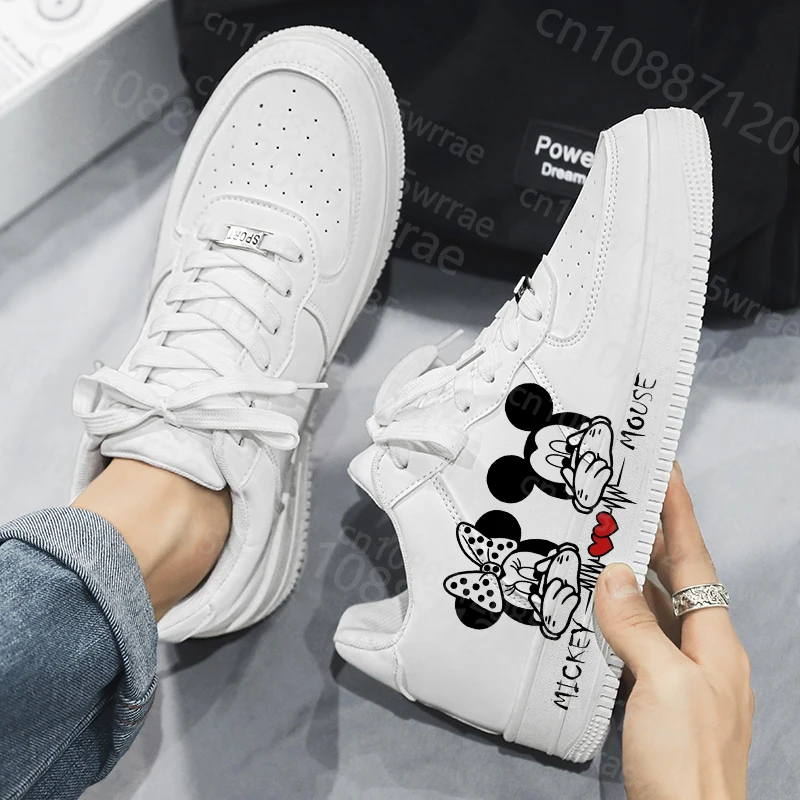 3D Printing popular Mickey Minnie Mouse White Adult shoes man woman breathable comfortable durable casual shoes