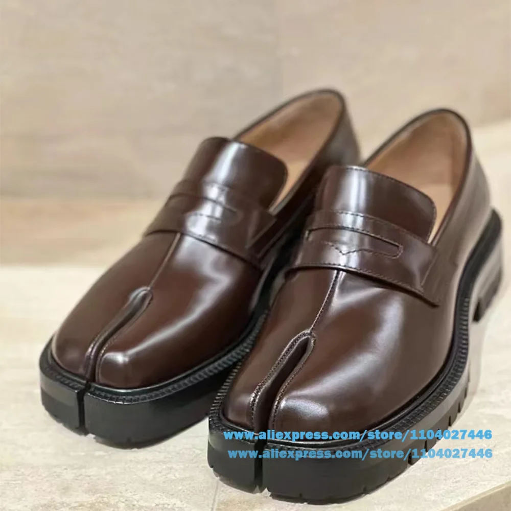 Chaussures à enfiler en cuir souple pour hommes, mocassins fendus, mocassins à semelle optique, chaussures simples, design décontracté, document