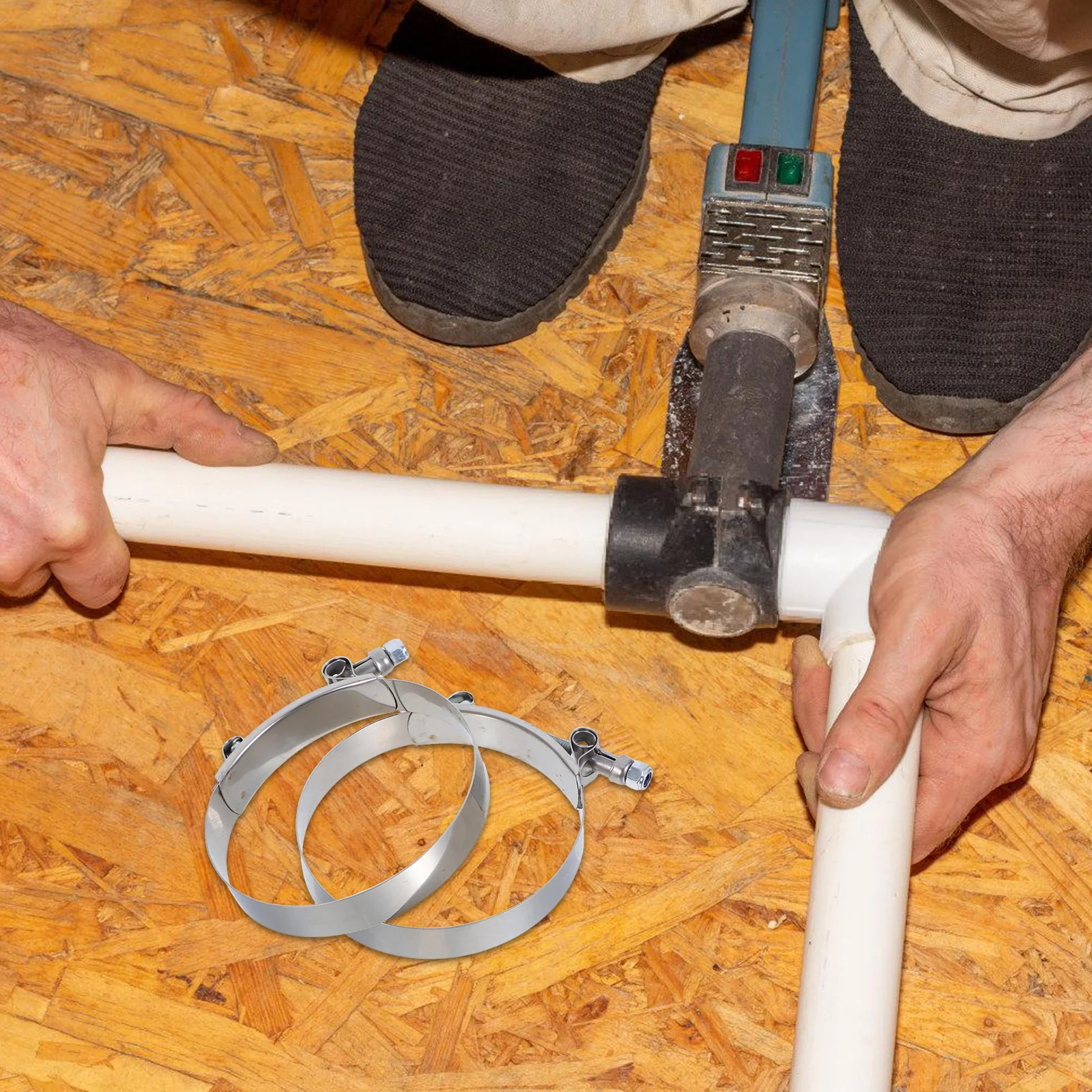 

2pc 110Mm Stainless Steel Hose T-Type Adjustable For Fuel Line Pipe Tube Cable Industrial Automotive Marine Use Hose Clip