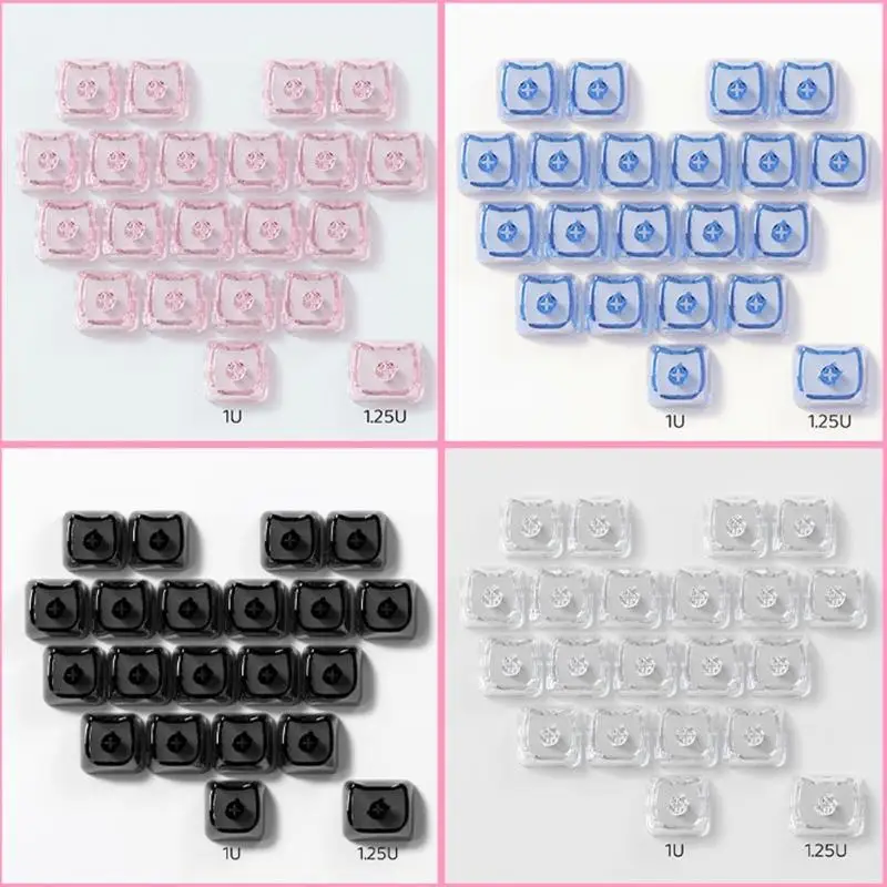 

R53C Cartoon Design Keycaps With Delicate Clear Color Hearts Ergonomic Texture Enhances Typing Keycap