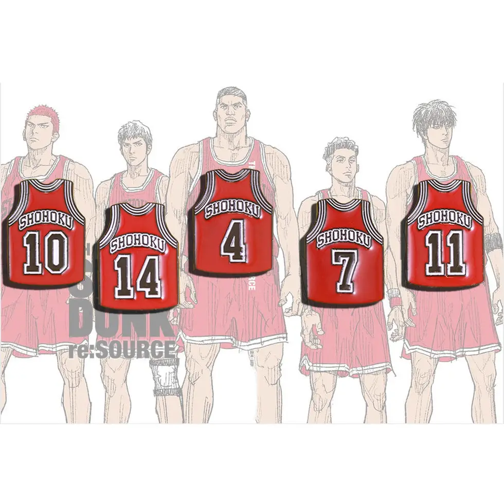 Nuevo Slam Dunk Sakuragi Hanamichi Rukawa Kaede periferia de animé lindo broche pequeño de Metal de dibujos animados bolsa de ropa accesorios insignia