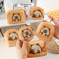 Fashion Mini Capybara Coin Purse Cartoon Plush Zipper Wallet Round Pouch Pendant Headphone Storage Bag