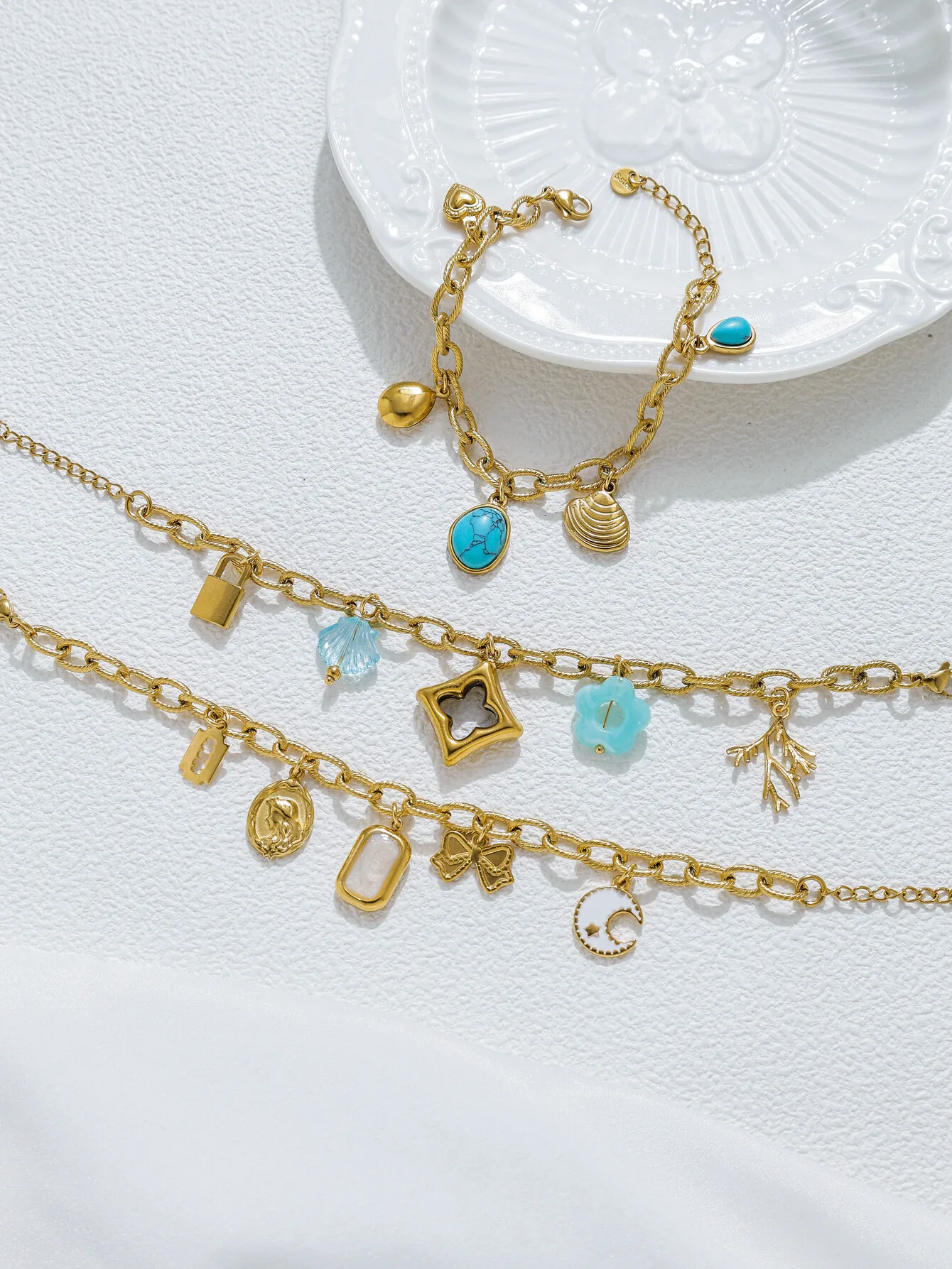 سوار ساحر جديد بسيط مع قلادة على شكل نجمة من الأكريليك الفيروزي من الفولاذ المقاوم للصدأ، مثالي لمجوهرات السماء المرصعة بالنجوم للسيدات