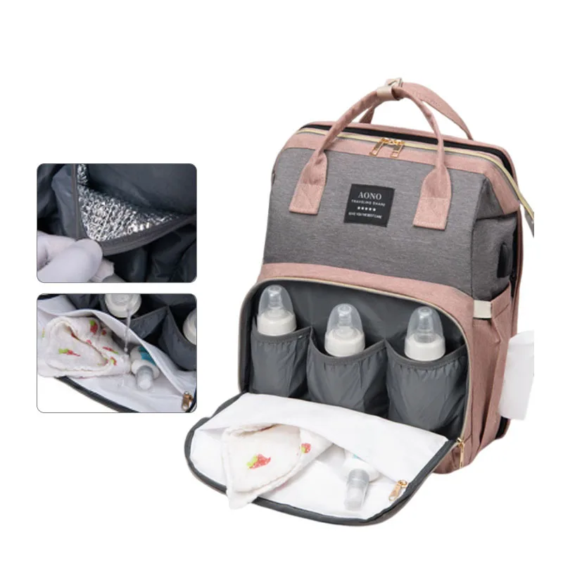 Maternity Bags Baby Mommy Hospital Organizer Backpack Large Capacity Travel Foldable Baby Crib Bed With Changing Mat Diaper Bags