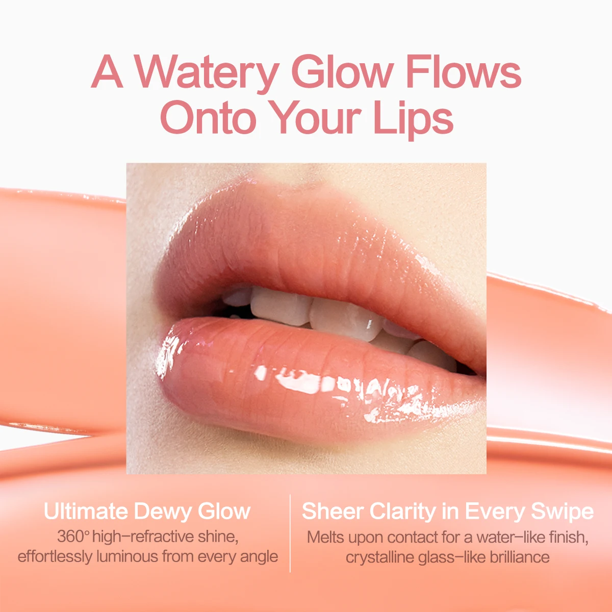 CARSLAN Glassy Shine Lipstick Pen 3D Sheer Juicy Watery Glowy Lip Plump 12H Longlasting Hydrating Volumizing Soften Dry Lips