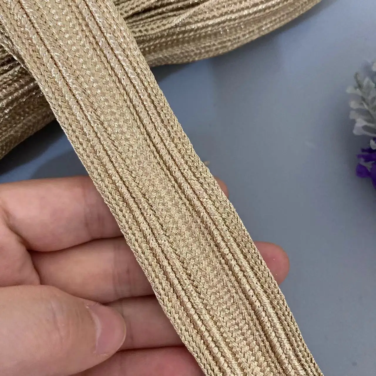 1 Yard 2.5cm Lace Trim Ribbon Gold Thread Webbing Ethnic Style Clothing Webbing Embroidery Sequin Fabric Jacquard Accessories