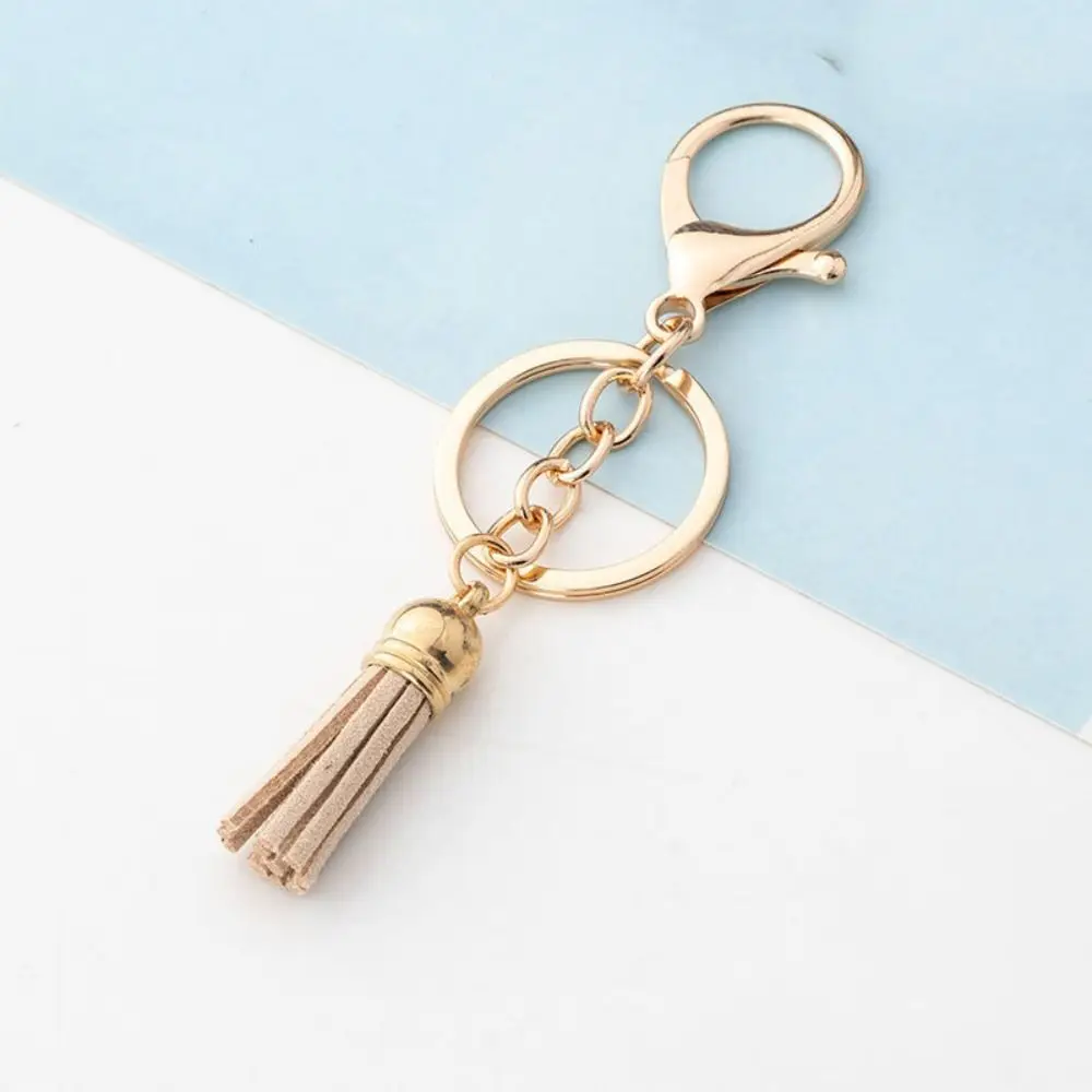 Lanyard Leather Tassel Keyring Suede Leather Lobster Swivel Leather Tassel Key Chian Metal Exquisite Tassel Keyring Charm