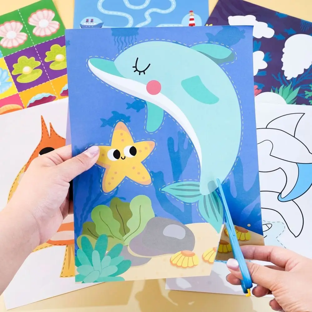 Paper Paper-cutting Book Montessori Art Learning Kindergarten Puzzle Paper Scrapbooking Cartoon Children Handmade Paper
