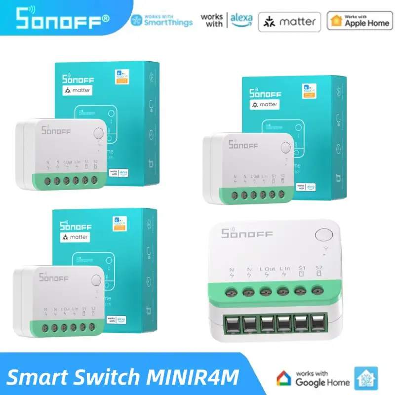 SONOFF MINIR4M Wifi Mini Smart Switch Matter Smart Home ESP32 Chip Detach Relay Works With Apple Home Alexa Google Home EWeLink