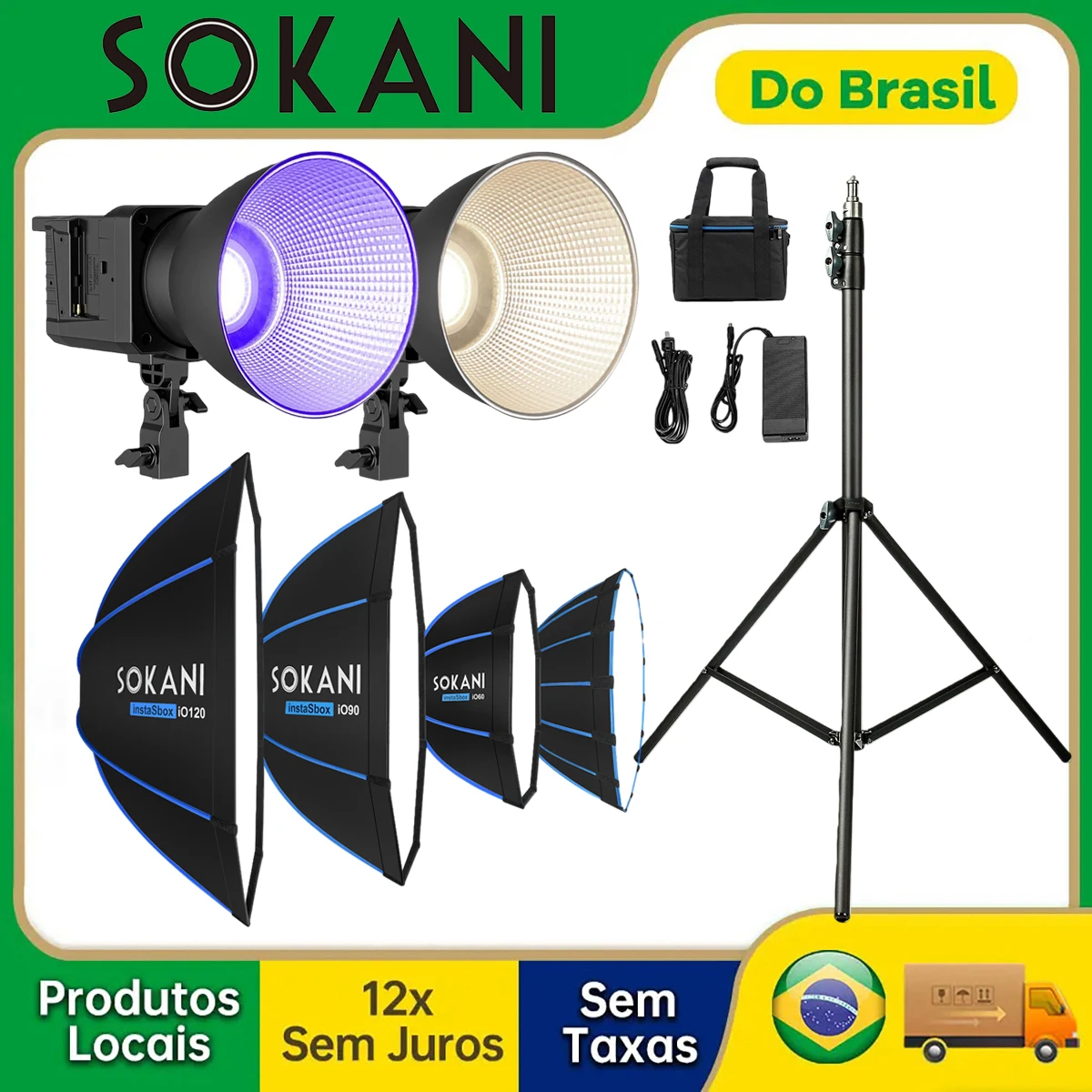 Sokani X100 RGB Bicolor LED Video Light, Controle APP para Youtube, TikTok, Vlog, Fotografia, Gravação de Vídeo, Exterior, Shootin, X100, 100W