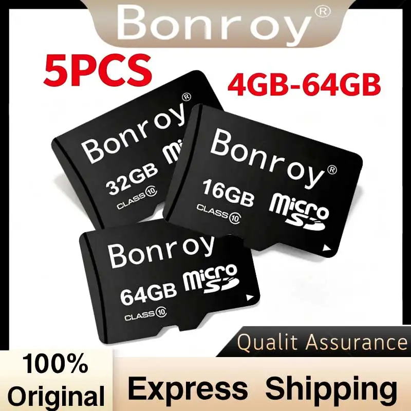 Bonroy 10PCS Class 10 Micro TF SD Card, High Speed Flash Memory Card 4GB-64GB, Mini SD Card for Phone Dash Cam Camera DVR