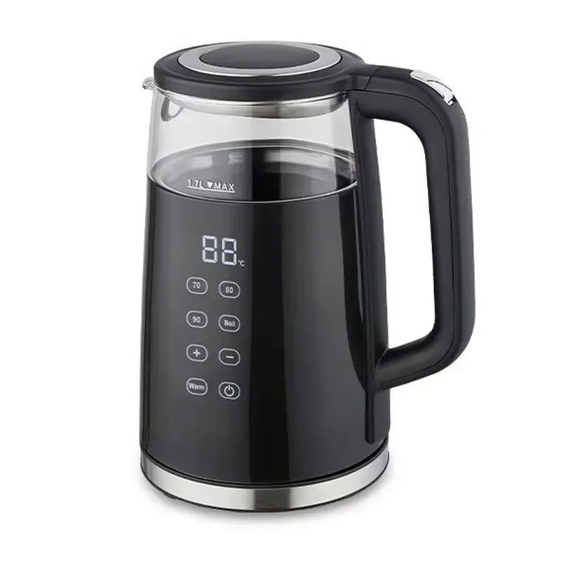 1.7L electric kettle, kettle, smart touch screen temperature adjustment, automatic power failure, glass kettle