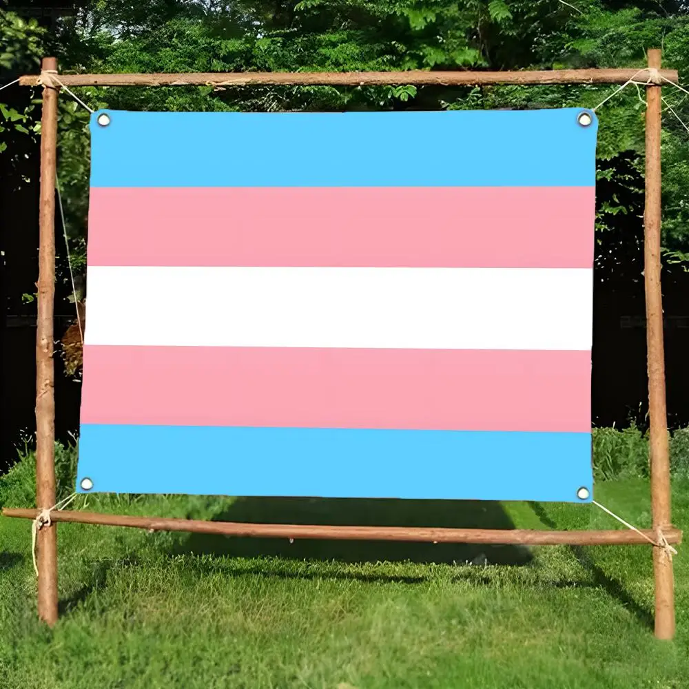 identity pendant charm Transgender Pride Flags Daily four ring borderless design indoor outdoor decor easy hang install