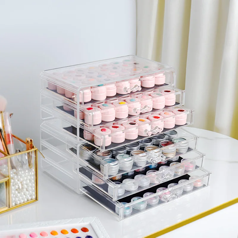 

3/4 ящика, пластиковый органайзер для инструментов для ногтей, коробка для хранения гель-лака для ногтей, держатель для коробки со стразами, аксессуары для маникюра «сделай сам»