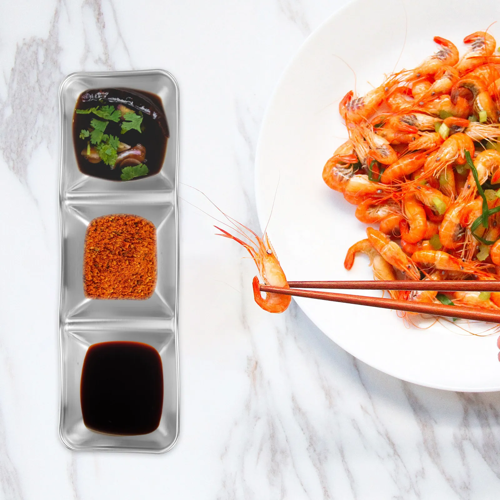 

Многосекционная тарелка из нержавеющей стали для соусов, закусок, приправ, оливкового масла, для кейтеринга, отелей и кухонь