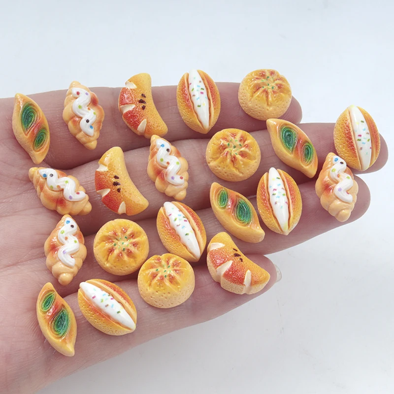 30/300Pcs Cute Mini Cartoon Miniatures Cake Bread Cookies Nail Art Resin Accessories DIY Craft for Nail 3D Decorations Decor