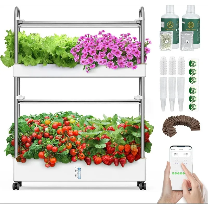 

Indoor Garden Hydroponics Growing System Kit: 60 Pods Vertical Garden with LED Grow Light - Plant Germination Kit Ae