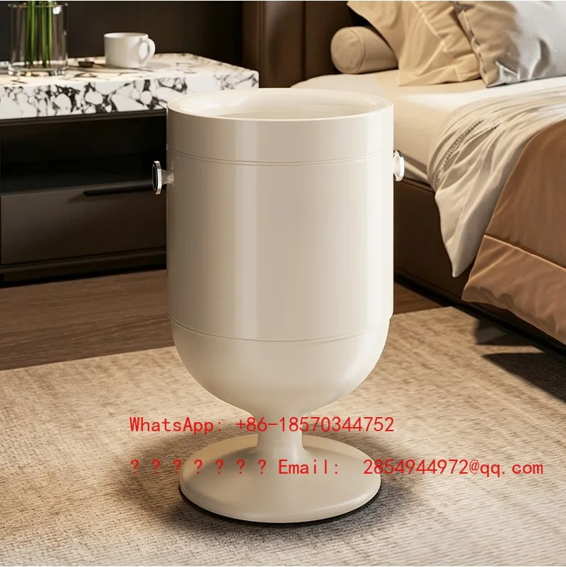 Trash Can Household New Living Room Light Luxury High-end Wine Glass Retro Trash Can High Value Removable Paper Basket