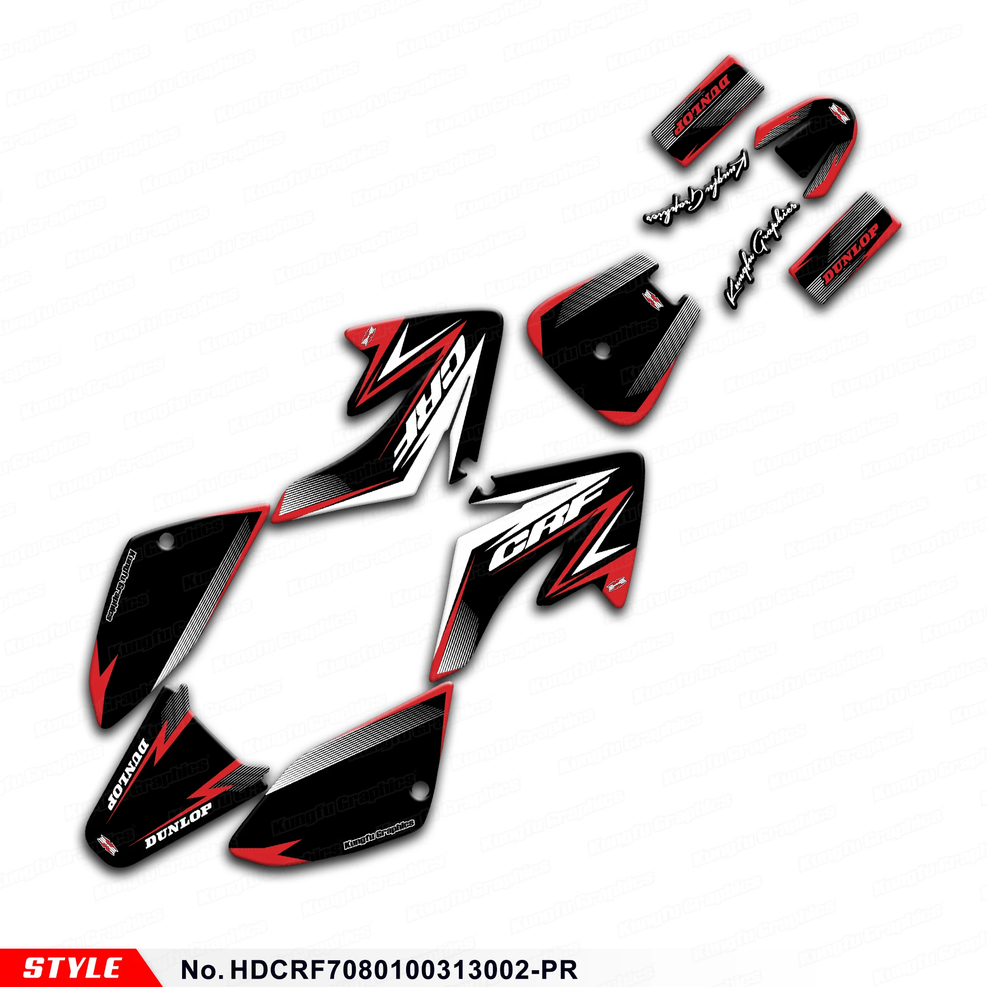 

Motorcycle Graphics Sticker Sheet for Honda CRF 70 2003-2013 & CRF 80 100 2004-2010, HDCRF7080100313002-PR