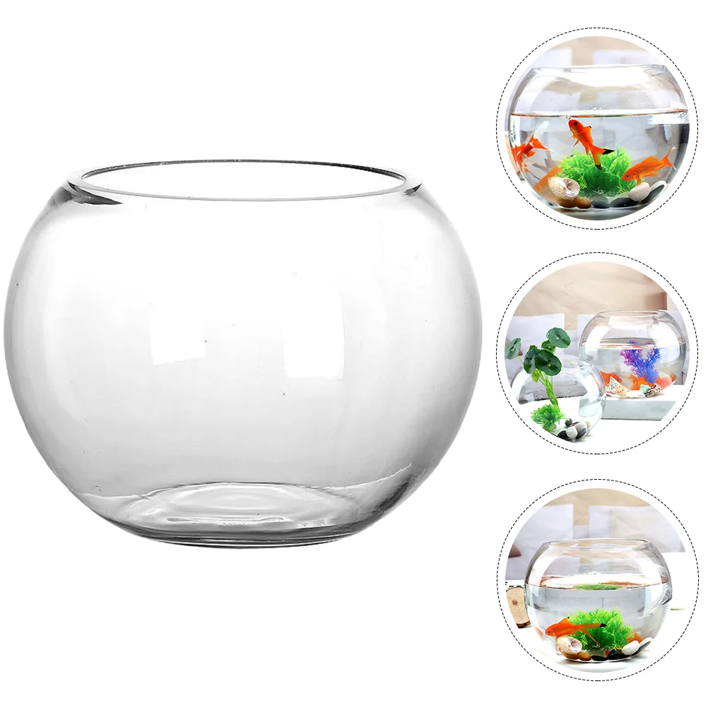 

20 Round Glass Fish Tank Small Bowls Desktop Transparent Bowl Clear Aquarium Home Office Decor Hydroponics Vase