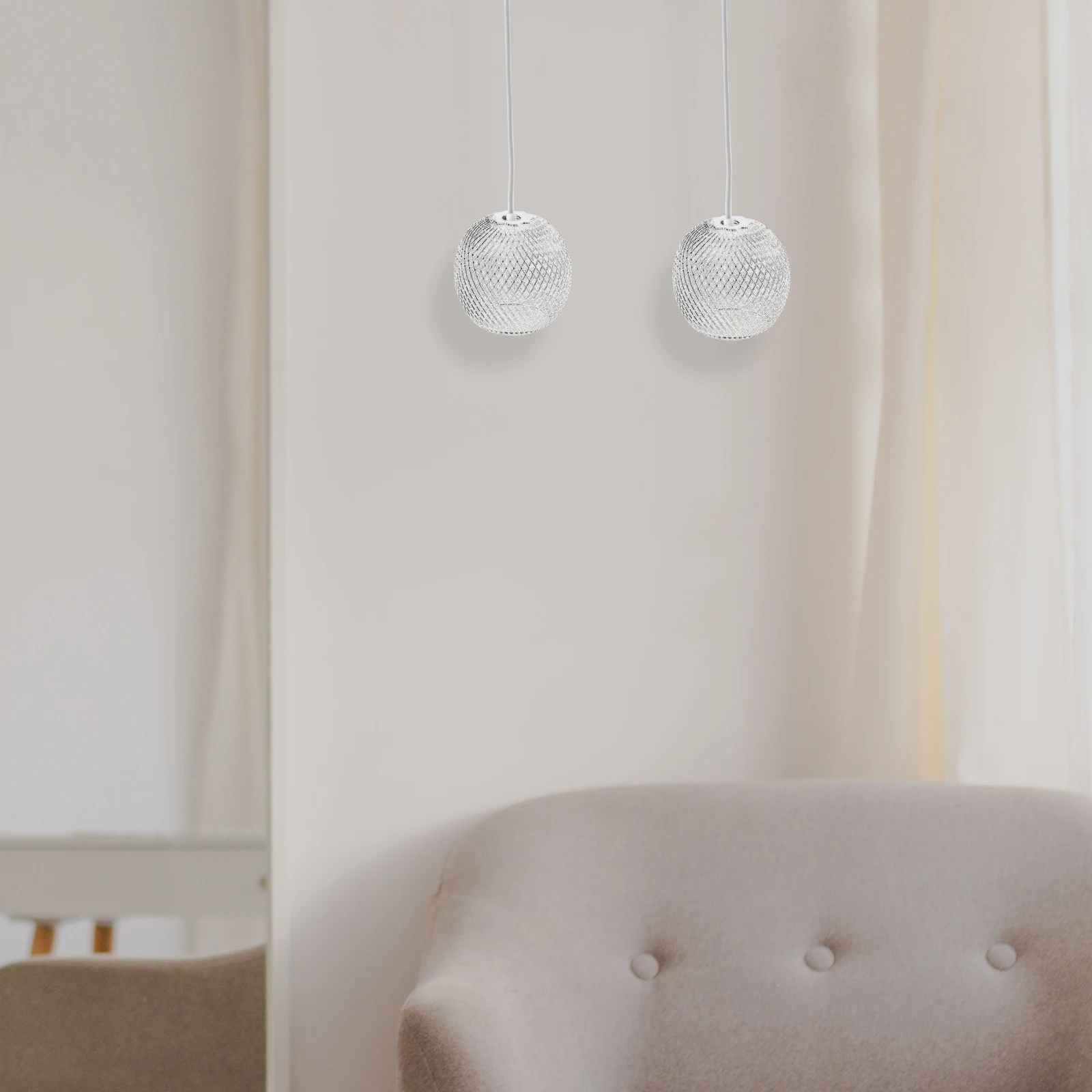 

3pcs Metal Lampshade Spherical Hollow-out Decorative Lamp Cover Silver Bedroom Lighting Warm Atmosphere