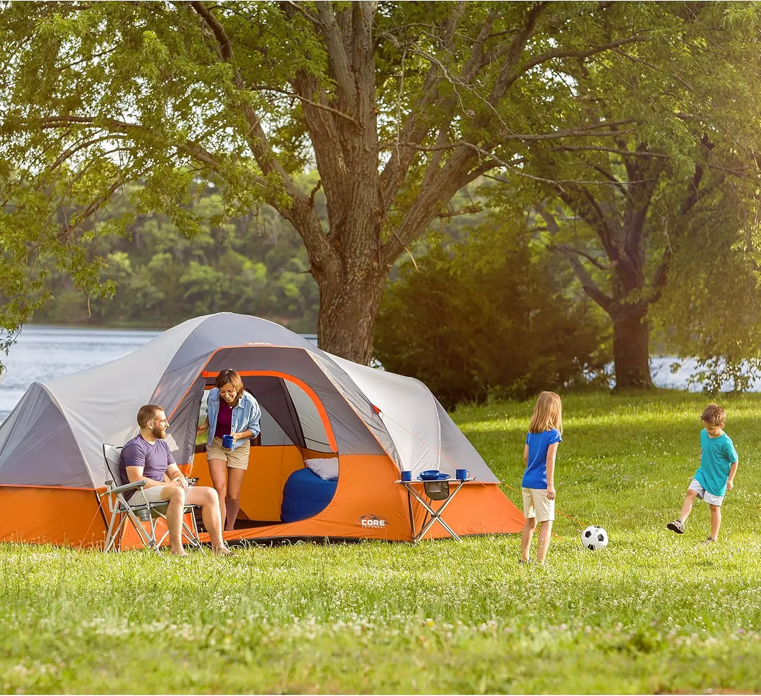 Dome Camp Tents with Included Tent Gear Loft for Outdoor Accessories