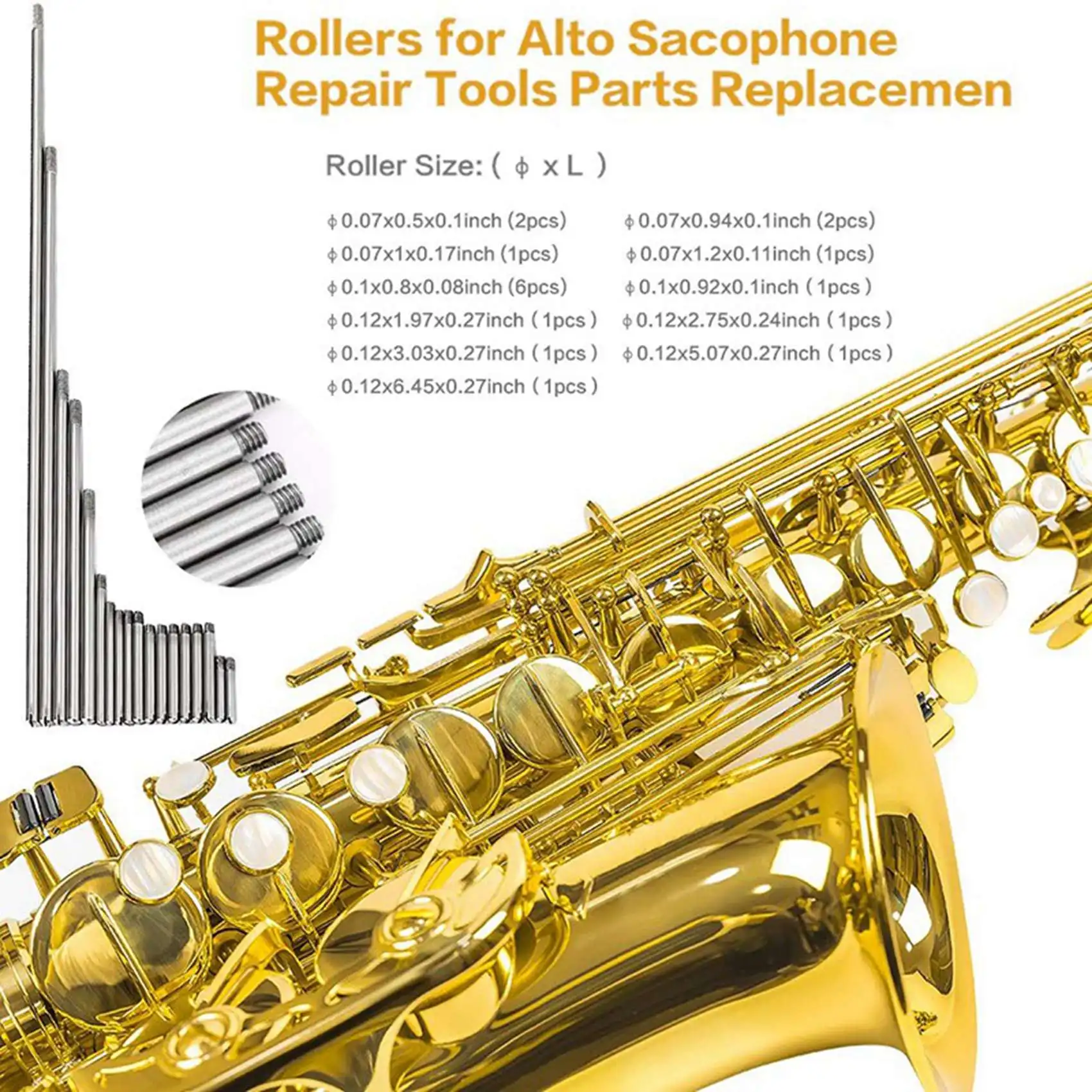 

CGDS-119Pcs Alto Sax Saxophone Repair Screws Springs Kit With 50Cm Alto Saxophone Cleaning Cleaner Brush Sax Parts Tool
