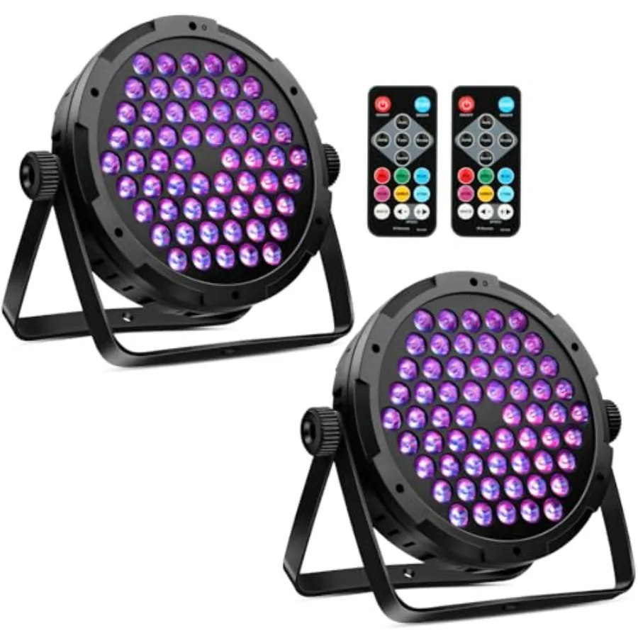 

60LED RGB Stage Par Lights - 90W Dimmable Sound Activated Multi Modes - Remote and DMX Control - Corded Electric - Uplights for