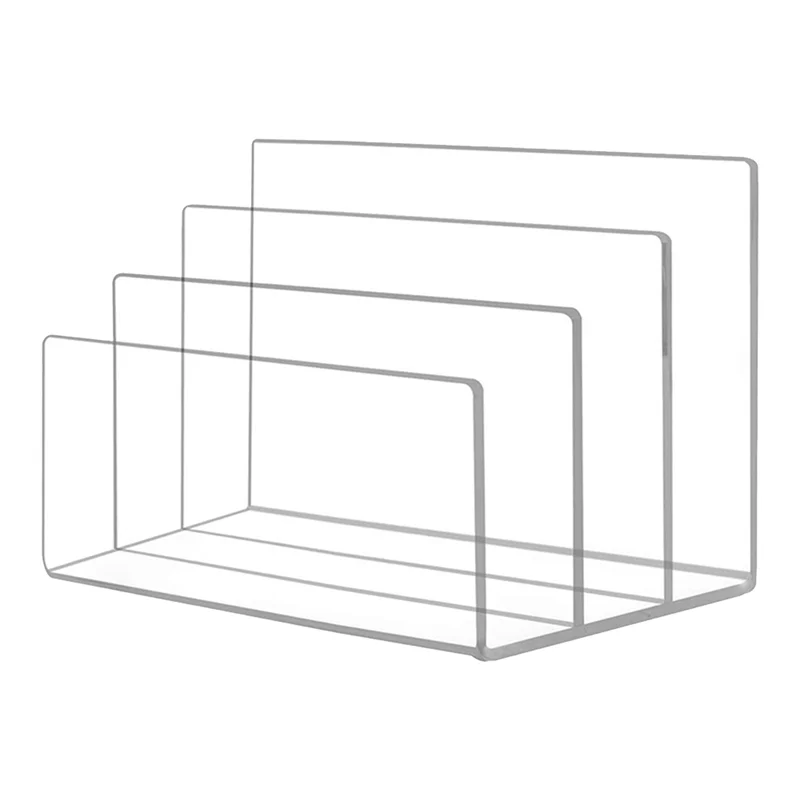 2025+ Clear Acrylic File Holder 3 Sections Vertical Desktop Organizer Office File Sorter Stand Rack for Documents Letter Book