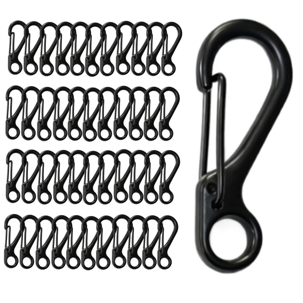 Lot de 5/10/100 mini mousquetons à ressort, attaches de corde EDC pour extérieur, crochets de camping, clips de paracorde, boucles de survie tactiques