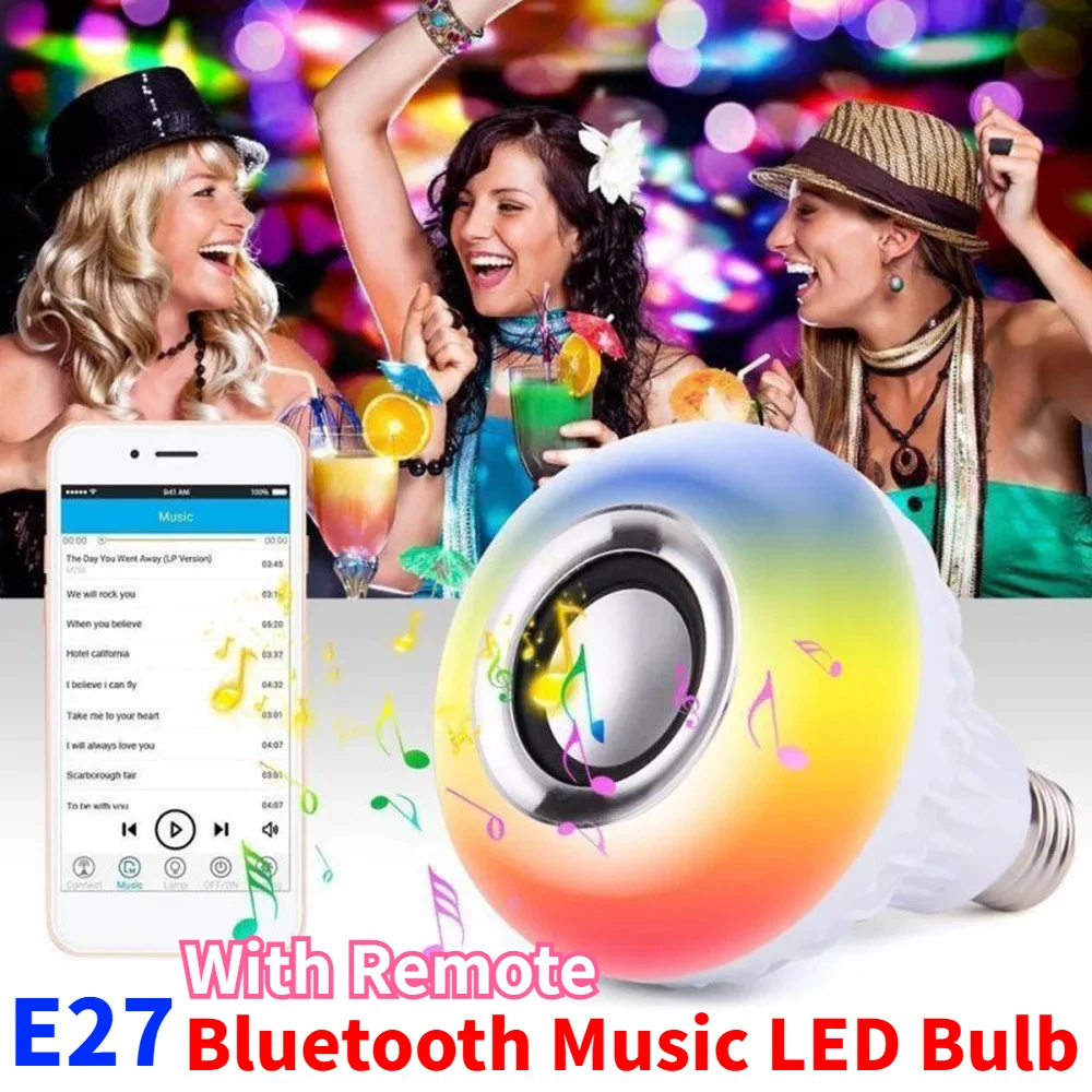 

RGBW Smart Bluetooth Music LED Bulb With Wireless Remote Control Colorful E27 Stage Light Bulb Cool Light for Stage Disco Party