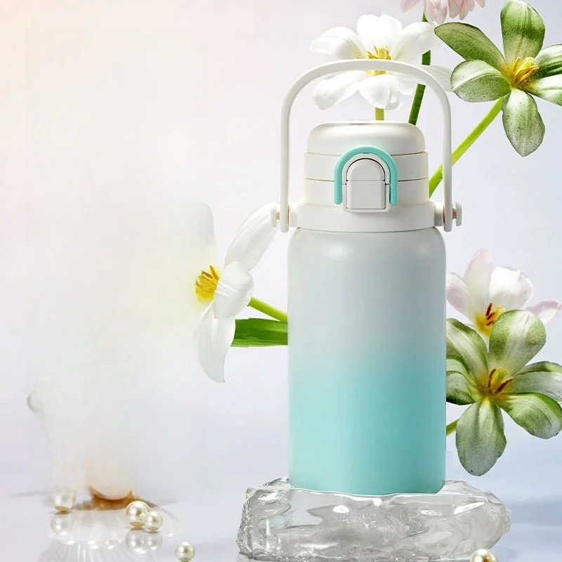 

Large Capaci Insulated Water Bottle for Students Fem High Aesthetic St Cup Carry Handle Cup adual Color Series Haers