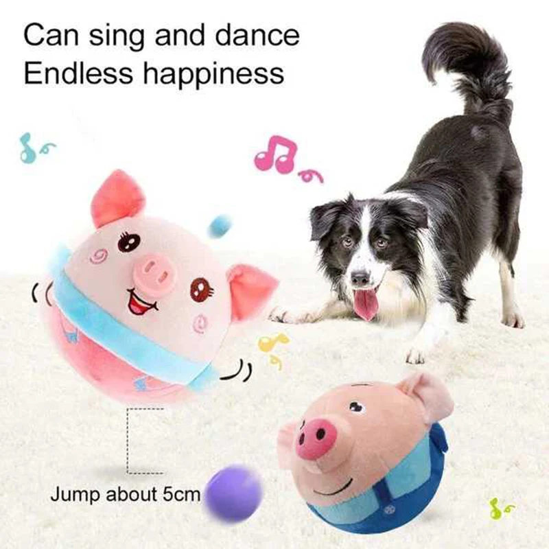 Music Vibration Bouncing Ball Pet Bouncing Doll Toy Active Moving Pet Plush Toy Puppy Interactive Chewing Electronic Pet Dog Toy