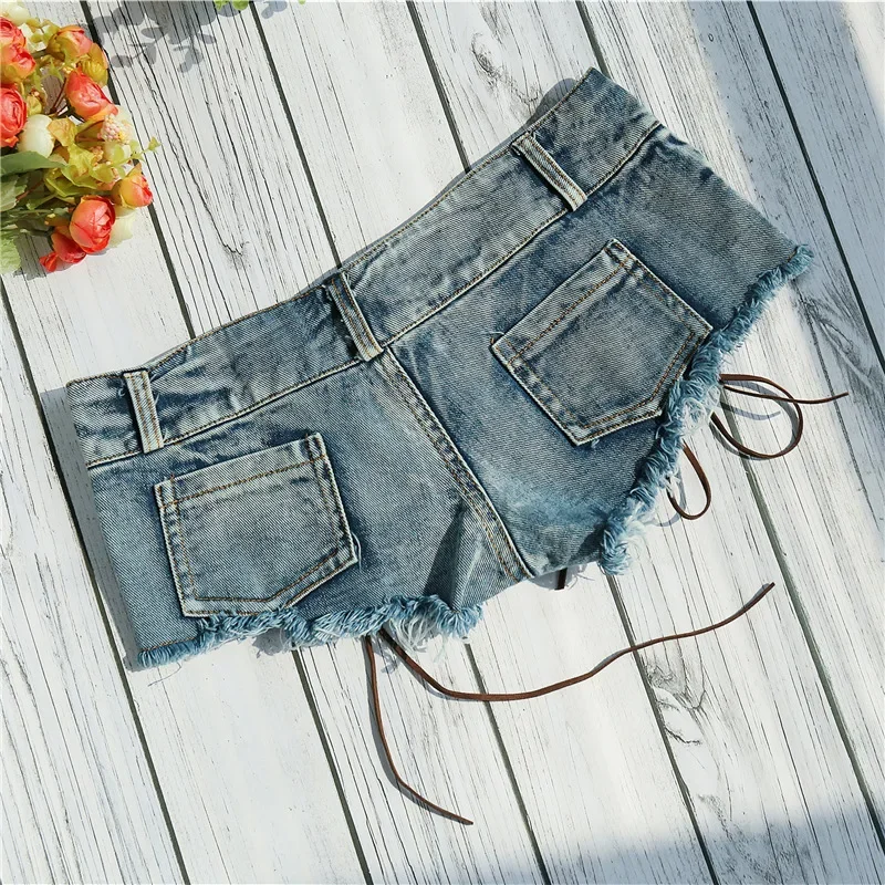 2025 Summer New Shorts For Women Cut Off Low Waist Sexy Lace-up Denim Shorts Jeans Ropa Mujer