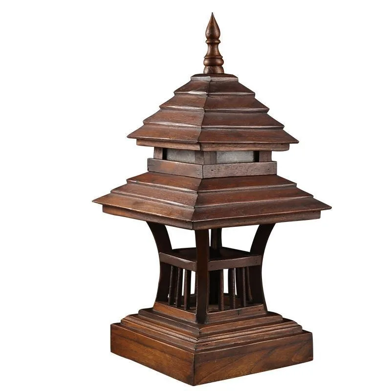 Thailand Solid Wood Hotel Garden Lamp, Wooden Floor Lamp South East Asia Home Club Hotel Decorative Desk Lamp