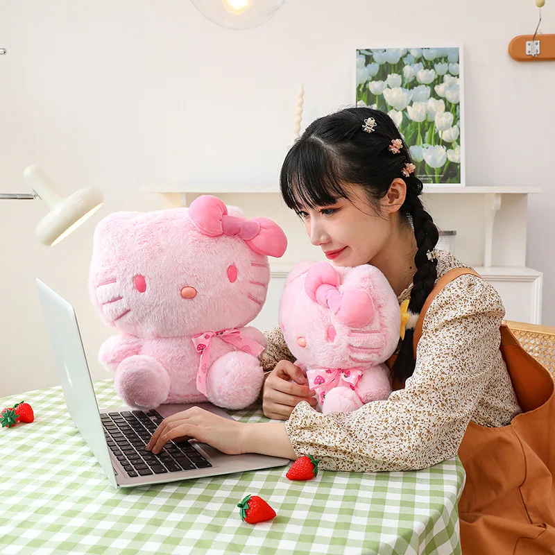 Pink Hello Kitty Doll Large Plushies Sakura Kt Cat peluche regali per bambini Grab Cute Sanrio Doll regali di compleanno per ragazze