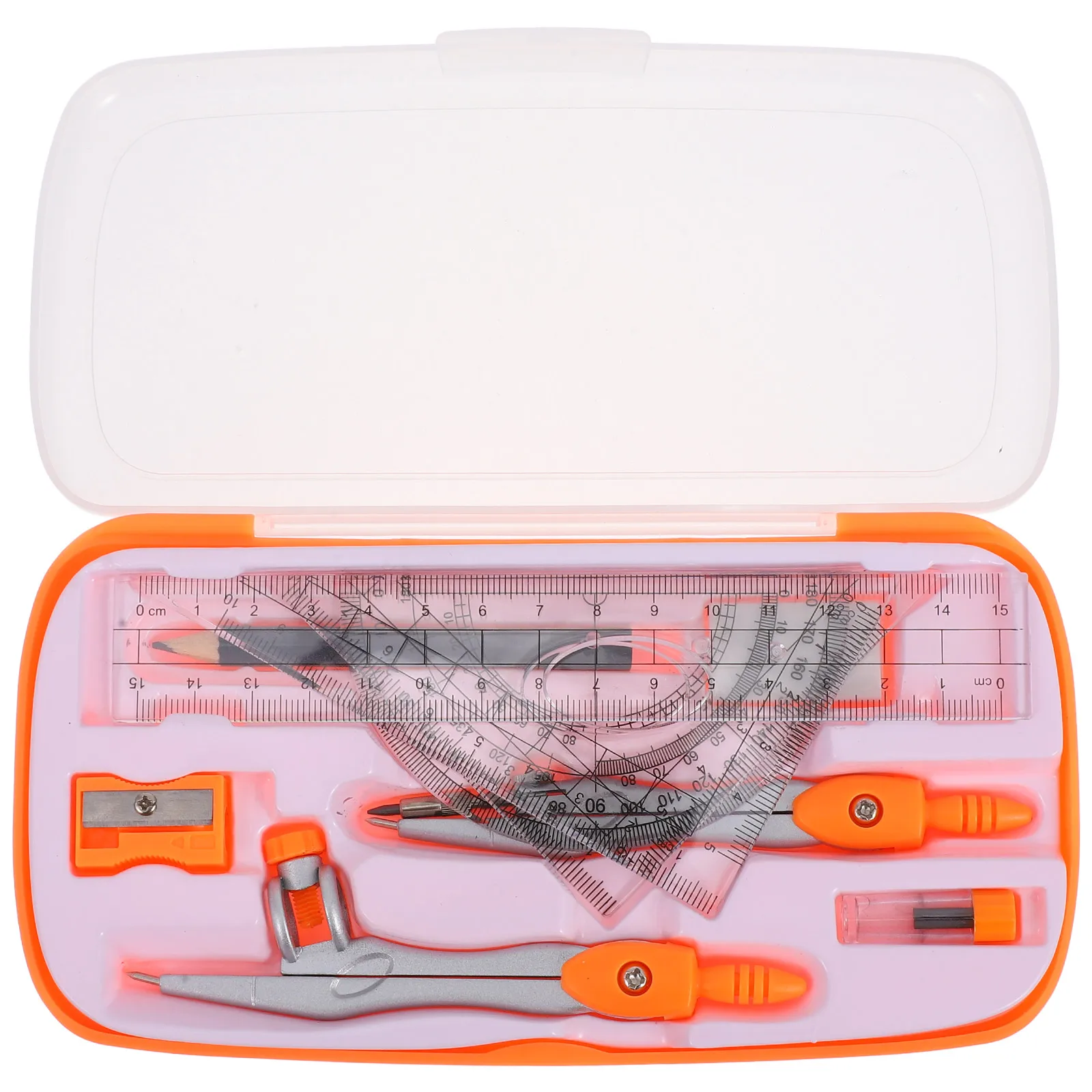 

1 Set Geometry Compass Set Protractor Math Tools For Students School Supplies Drawing Tool Engineering Design Ruler Kit Plastic