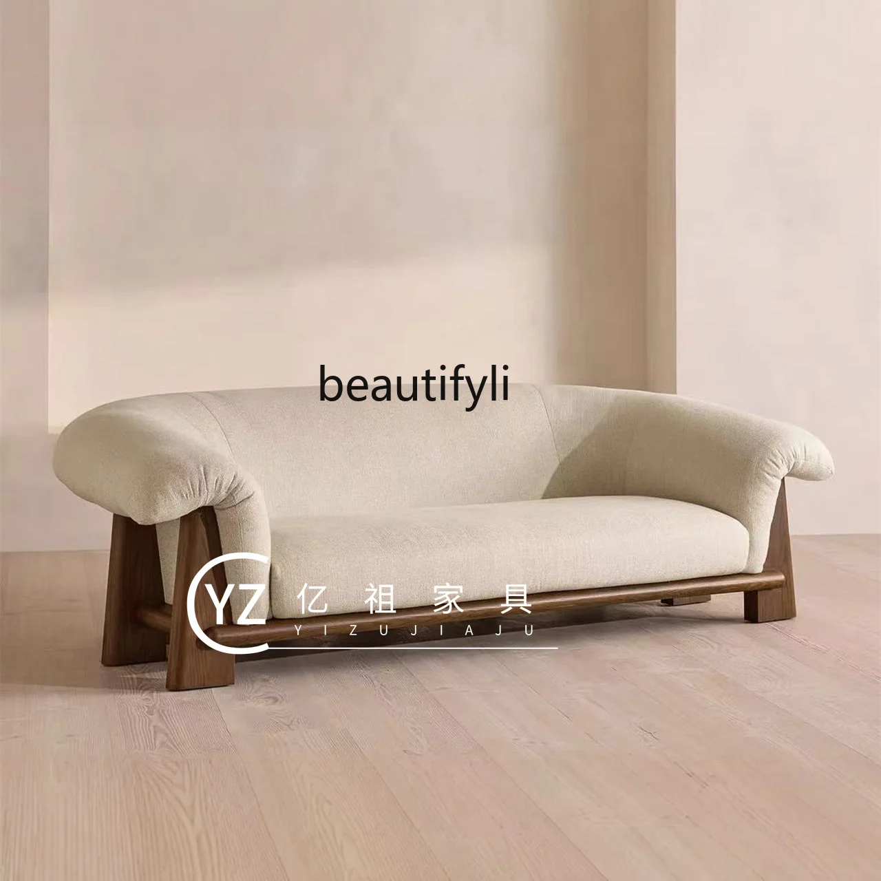 

Vintage Style Living Room Fabric Double/Three-Seater Sofa Model Room Homestay Club Sofa Customization