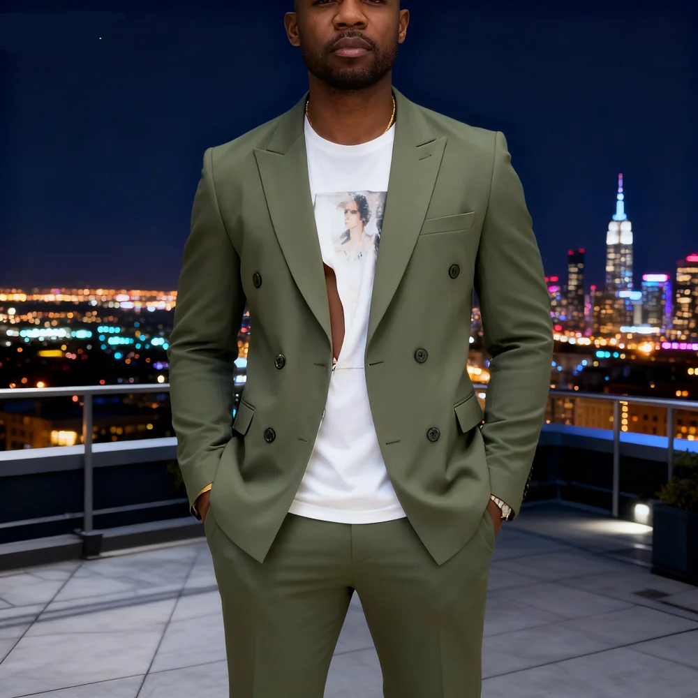 

Зеленый приталенный костюм для курения для мужчин, пиджак для свадебной вечеринки, настраиваемый смокинг жениха, индивидуальный свадебный наряд