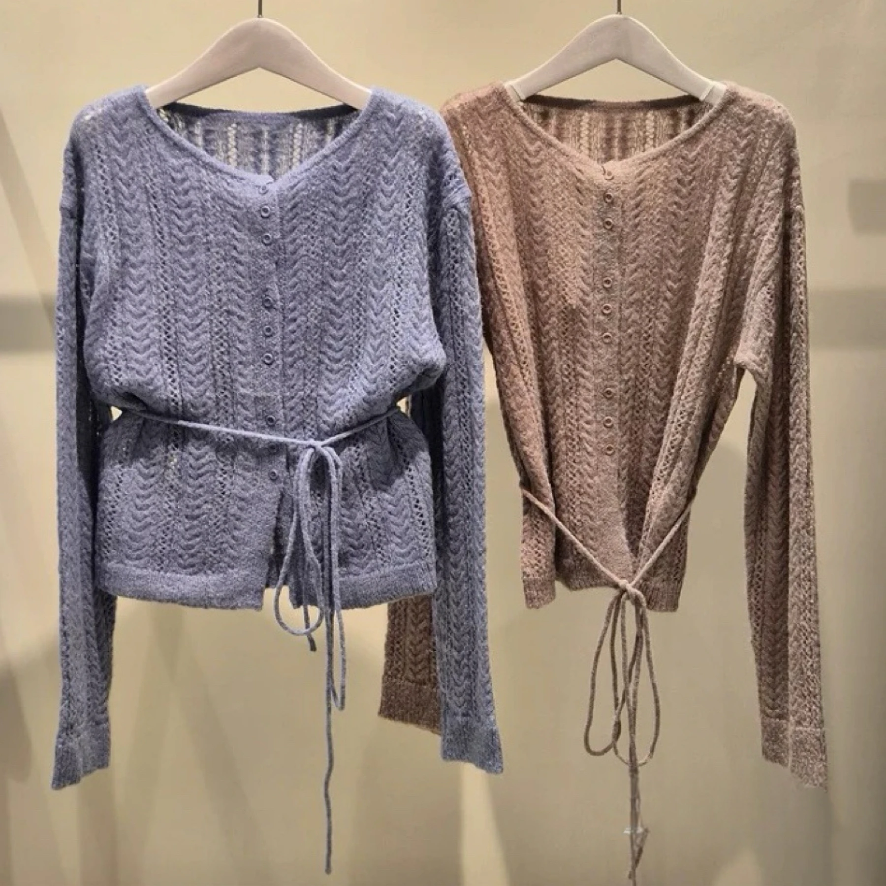 

On25 Осенний вязаный вязаный топ с поясом из лимонного сыра, круглый универсальный утягивающий длинный женский цветной топ све