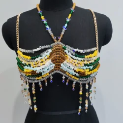 2024 Summer Stylish Beaded Bra For Women Fashionable And Popular Stone Crystal Body Chains Lady's Sexy Cool Top Summer Holiday