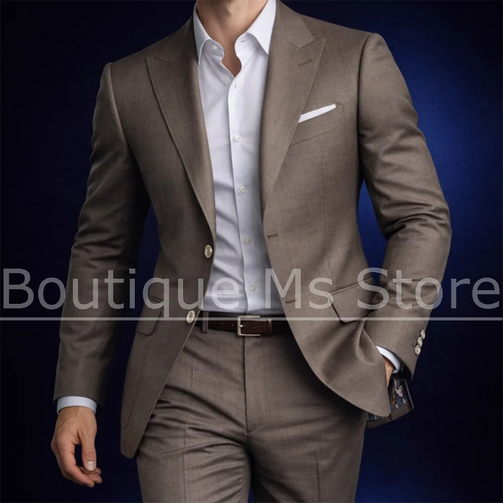 

Men 2 Piece Suit Slim Fit Single Breasted Peak Lapel Outfit Blazer with Pants Formal Business Wedding Prom Smart Casual Tuxedo
