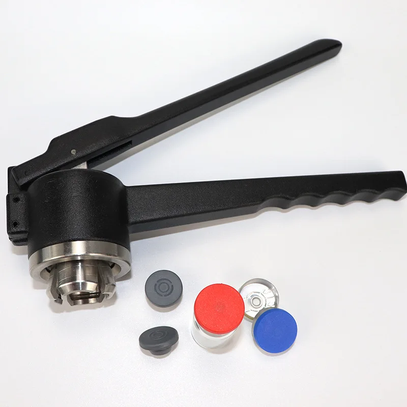 Pince à sertir pour flacons en acier à poignée noire, outils de scellage pour petites bouteilles en verre, pince à capsulage manuelle pour flacons