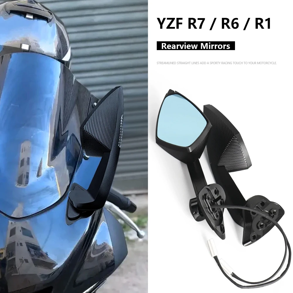 

For YAMAHA YZF R7 YZFR7 YZF-R7 2021-2025 YZF R6 YZF R1 Motorcycle LED Rearview MIrror with LED Turn Signal Light Side Mirrors