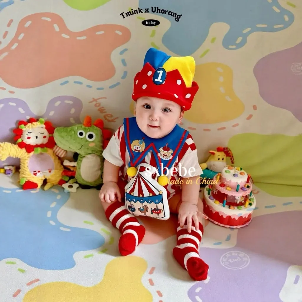 

Летний корейский детский комбинезон, милый хлопковый комбинезон для мальчиков и девочек, одежда унисекс, боди для первого дня рождения, От 0 до 24 месяцев