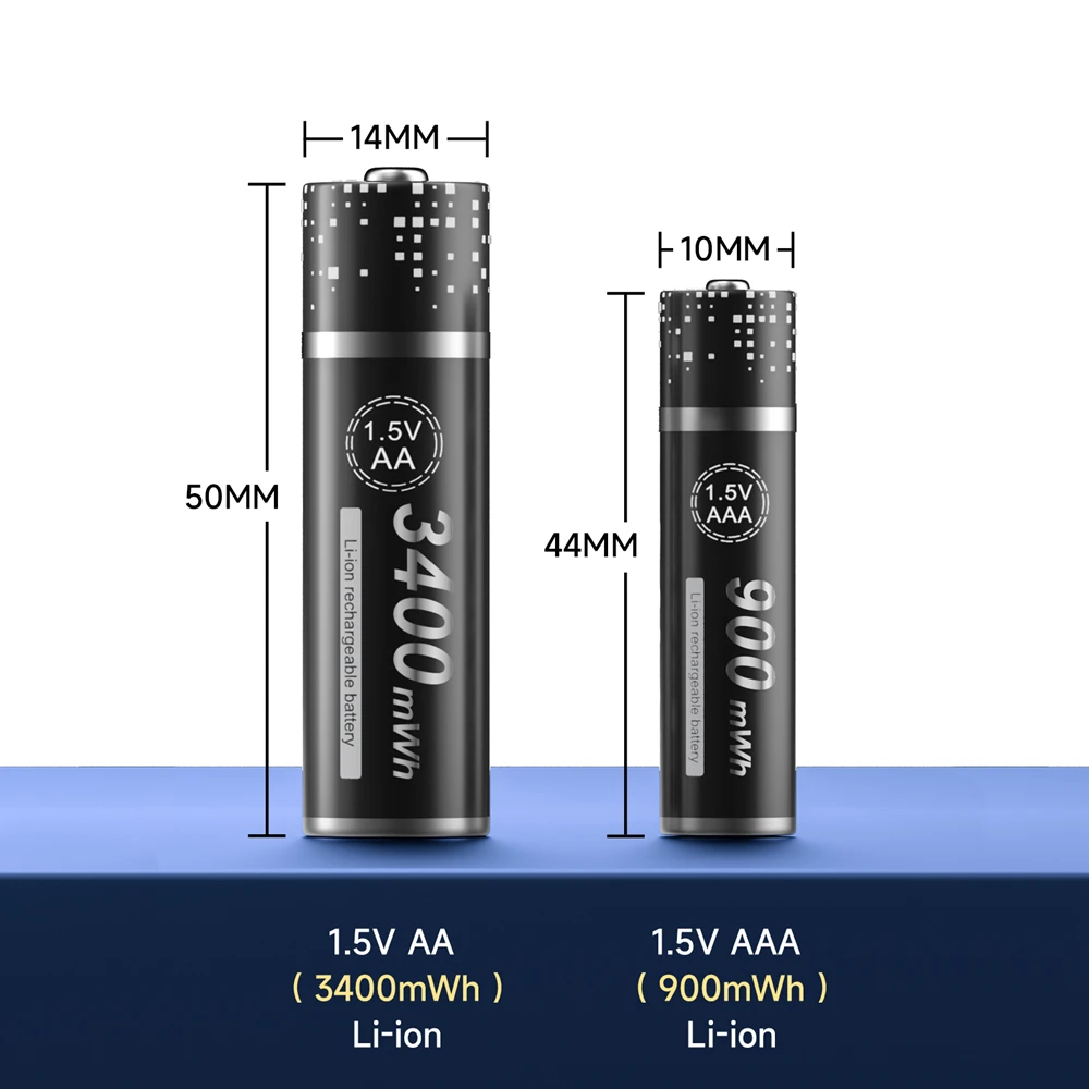 Akumulator litowo-jonowy AA 1.5V + akumulatory litowo-jonowe 1.5V AAA z ładowarką litowo-jonową LCD Smart 1.5V