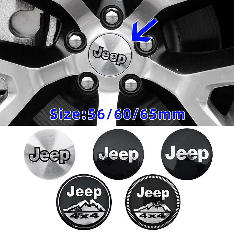 

4pcs 56mm 60mm 65mm Car Wheel Center Hub Cap Rim Cover Stickers for JEEP Grand Cherokee Commander Renegade Compass Wrangler Jk