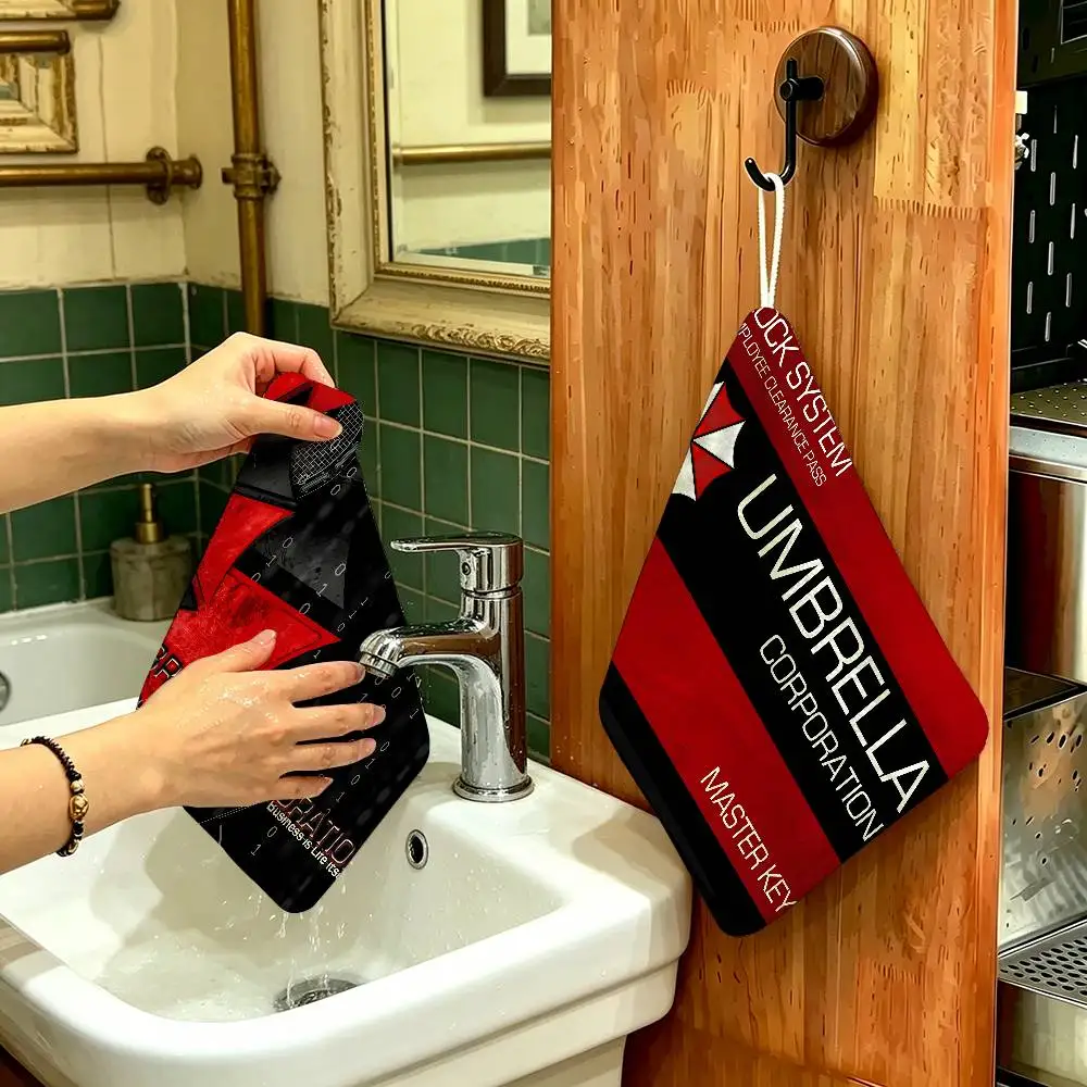 Resident Evil Umbrella Us Troops Soft Polyester Cotton Towel, Hanging Kitchen Style Hand Wiping Cloth for Restaurant Home