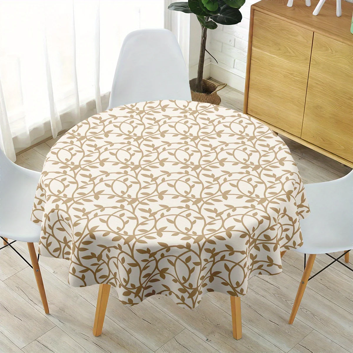 One 62-inch round tablecloth - 100% polyester fabric, machine washable, wild grass pattern